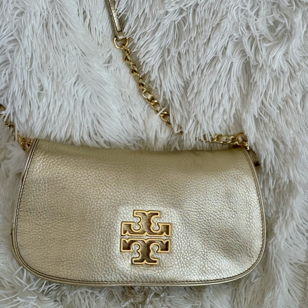 Tory Burch Metallic Gold Chain Crossbody Bag